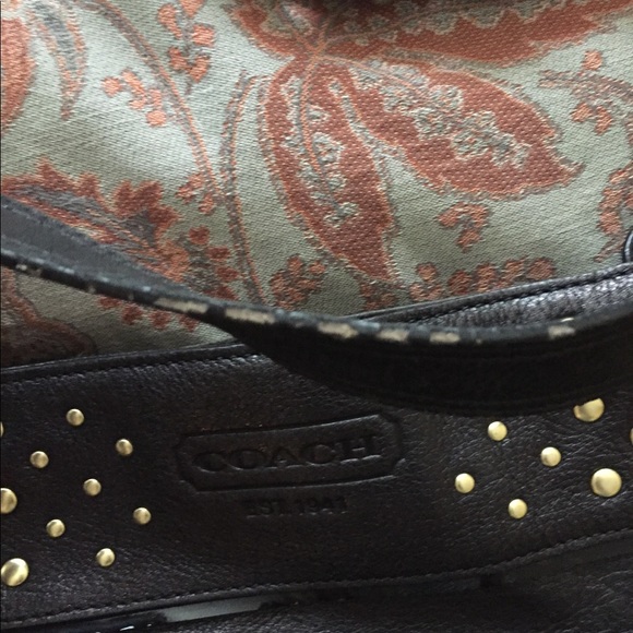 Coach Black Leather Studded Handbag - Picture 3 of 5